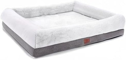 Orthopedic Dog Bed for Medium Dogs, Bolster Sides Dogs Sofa Bed with Removable Washable Cover & Non-Skid Bottom, Soft Pet Bed with Egg Foam Dog Couch for Sleeping, 31 X 25 Inch, Gray